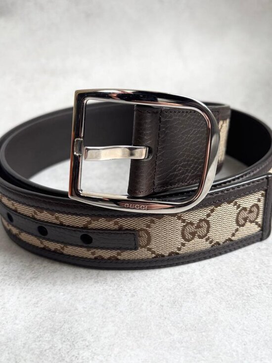Gucci GG Canvas Pattern Leather Belt 100 40 main image 4